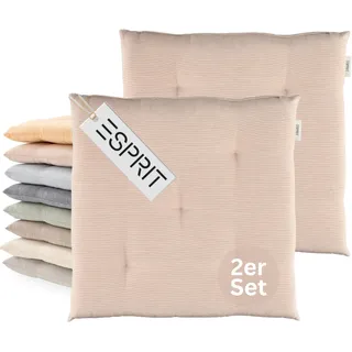Esprit 2er Set Sitzkissen Stuhl 40x40cm Rose - Bequeme Stuhlkissen für Esszimmer & Küche - waschbar bis 30°C - Öko-Tex - Sitzauflage für Gartenmöbel, Sitzpolster, Bank, Bürostuhl & Boden