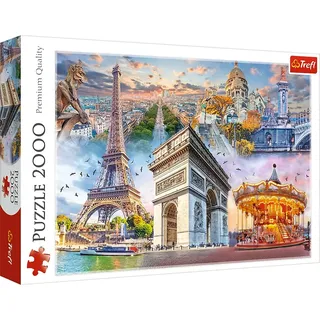 Trefl - Wochenende in Paris, Frankreich - Puzzle 2000 Elemente - Europäische Hauptstadt, Berühmte Bauwerke, Collage, DIY, Kreative Unterhaltung, Klassische Puzzles für Erwachsene Kinder ab 12 Jahren