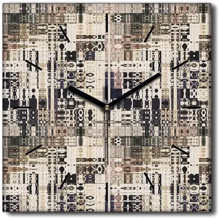 Coloray Uhr auf Leinwand 30x30 cm Wand Uhr Dekoration Wohnzimmer Segeltuch schwarze Hände -Boho-Architektur. - Braun