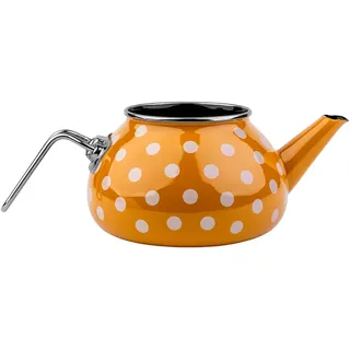 Sallys Emaille Teekanne - untere Kanne - Senfgelb gepunktet