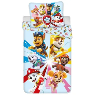 Paw Patrol Bettwäsche-Set, 100% Baumwolle, Bettbezug 140x200 cm + Kissenbezug