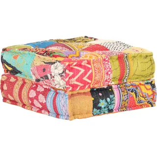 Pouf 60x70x36 cm Patchwork Stoff - Braun