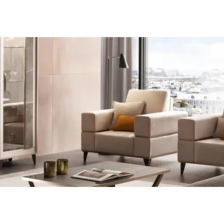Sessel Relax Leder Lounge Club Polster Couch Luxus Sofa Möbel arredoclassic - Beige
