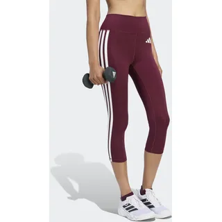 Trainingstights ADIDAS PERFORMANCE "OPTIME ESSENTIALS WORKOUT 3-STREIFEN 3/4 LEGGINGS", Damen, Gr. S, N-Gr, lila (maroon, normal, gr.), Obermaterial: 85% Polyester, 15% Elasthan, 3/4-Länge, Hosen Trainingstights