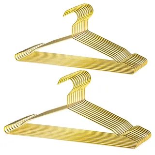 Nature Smile 43,2 cm strapazierfähige, glänzende goldene Metall-Kleiderbügel, Anzugbügel, Kleiderbügel mit großen Kerben, 20 Stück, Gold