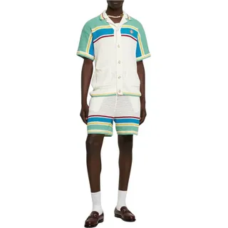 Casa Blanca Crocheted Baumwoll Tennis Shirt Herren - Grün