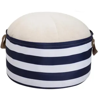Vercart Ottoman Pouf Pouf mit Stauraum Cord , Blau, Weiß , Textil , Mode , 54x26x54 cm , Ce , Wohnzimmer, Sessel, Hocker & Hockerbänke, Poufs
