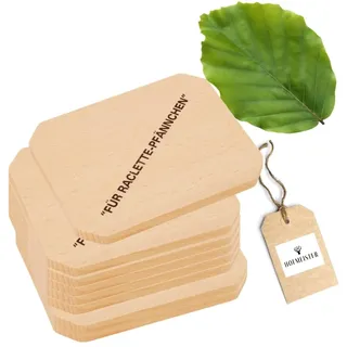 8X HOFMEISTER® Untersetzer für Raclette-Pfännchen aus Holz, 10 cm, schont Raclette-Pfannen & Tische vor Öl & Kratzern, hitzebeständiges Raclette Brettchen aus EU Produktion