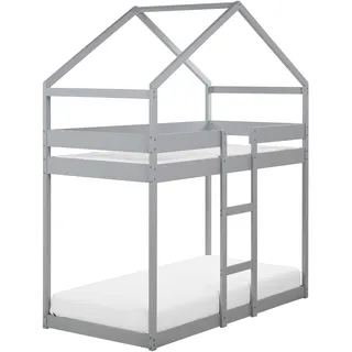 Beliani Hochbett Labatut 90 x 200 cm Kiefer grau
