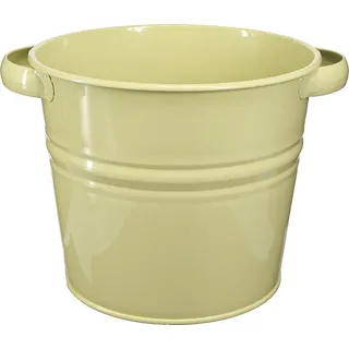 Deko Topf Metall Grüngelb Pflanzkübel Blumenkübel 31x26x21,5cm modern robust - Grün