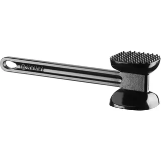 HENDI Fleischklopfer, XL, doppelseitig, zum Glätten und Zartmachen von Fleisch, langer Griff, mit Aufhängeöse, Schnitzelklopfer, Fleischhammer, 300x80x(H)80mm, Aluminium, schwarz