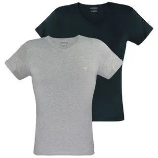 Emporio Armani Underwear Herren Pure Cotton T-shirt, Navy/Grau, S (2er Pack)