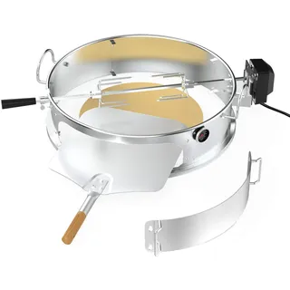Onlyfire Edelstahl PizzaRing Kit mit Drehspieß für Weber 57cm Kugelgrill