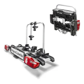 Volkswagen Premium Fahrradträger für Anhängerkupplung 2 Fahrräder 60 kg Klappbar Diebstahlsicherung Silber/Schwarz