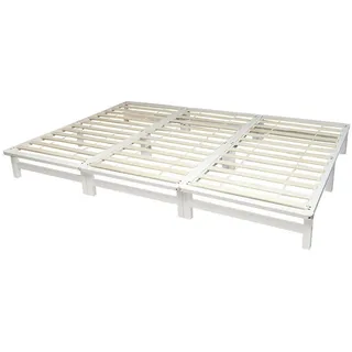 Homestyle4u Familienbett Palettenbett 270x200 cm Massivholzbett Natur weiß Grau Palettenmöbel weiß