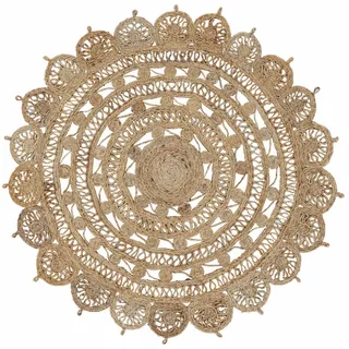 carpetfine Teppich CARPETFINE "Cate Juteteppich Naturfaser", beige (natur), B:90cm H:5mm Ø:90cm, Jute, Teppiche, Teppich, 100 % geflochtene Jute, beidseitig nutzbar