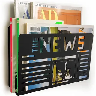 Zeitschriftenständer aus Metall, Ordner Metall, Organizer (News, Weiß)