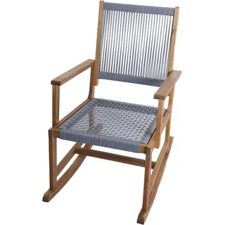 MCW Schaukelstuhl P73 Garten Akazie Holz Rope Seilgeflecht Grau