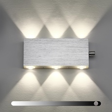Lightess Dimmbare LED Wandleuchte Innen Wandlampe mit Schalter Modern Up and Down aus Aluminium modern Flurlampe Wandbeleuchtung für Wohnzimmer Schlafzimmer Lampe, Neutralweiß