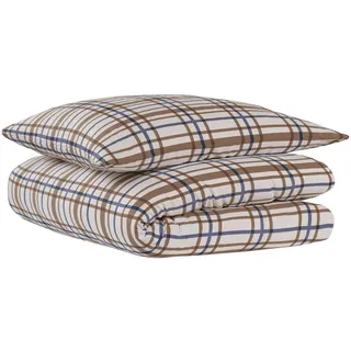 SCHIESSER Uncover by Schiesser Bettwäscheset Maxim - Baumwollsatin - 2-teilig - 135x200cm - Taupe-Blau