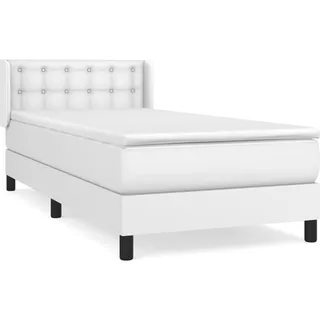 vidaXL Boxspringbett mit Matratze Weiß 100x200 cm Kunstleder