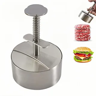 MxSplorion Edelstahl Burger Presse, 10cm(3.9in Verstellbarer Hamburger Patty Maker, 304 Edelstahl Antihaft-Patty-Form für Rindfleisch, Gemüse, BBQ, Hamburgerpresse, Schmackhafte Burger