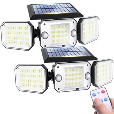 COLBOR Solarlampen für Außen, 224 LED Solarleuchte Aussen mit Bewegungsmelder mit Fernbedienung Drehbare Außenwandleuchte Solar 3 Modi IP65 Wasserdicht 2PCS, Solarlampen-Außen-LED-Strahler-Solar