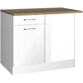 Held Eckunterschrank , Weiß Hochglanz , Metall , 1 Fächer , 1 Schublade(n) Schubladen , seitenverkehrt montierbar , 110x85x60 cm , Made in Germany , Küchen, Küchenmöbel, Küchenschränke, Küchenunterschränke