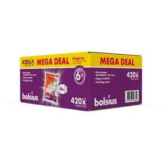 Bolsius - Großpackung Teelichter - 420 Stück - Teelichter - Weiß - 6 Brennstunden - Sauberes Abbrennen - Unparfümierte - Natürliches Pflanzenwachts - Ohne Palmöl