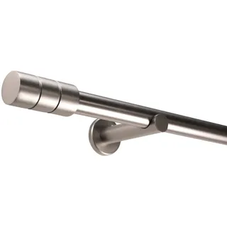 deco-raum Gardinenstange auf Maß Style Edelstahl-optik Endstück Zylinder 25mm – 260cm