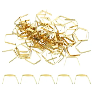PATIKIL 8x8mm Kupfer Kronleuchter Verbindungsstifte, 200 Stück Kronleuchter Kristallclips zum Befestigen von Kristallteilen, Kronleuchter Ersatzteile, Gold