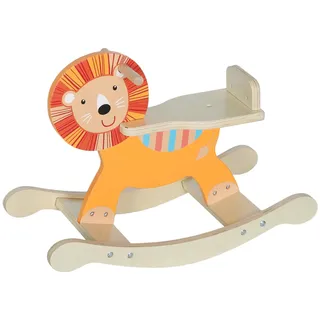 Schaukelpferd für Kinder - Löwen-Design, Holz | Farbe: Orange | Abmessungen: 27x59x44 cm