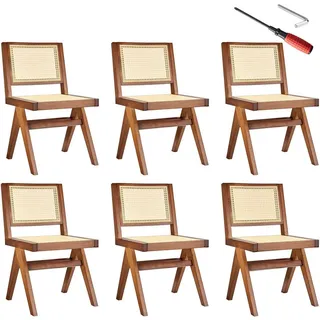 tectake Holzstuhl 6er Set Lissy, 48,5 x 53,5 x 83 cm, Belastbarkeit 120 kg, Eiche dunkel , Wildeiche , Holz , 48.5x83x53.5 cm , Esszimmer, Stühle