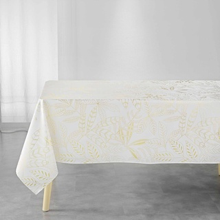 Douceur d'Intérieur, Belflor Tischdecke, rechteckig, 150 x 300 cm, Weiß/Gold, Polyester, Bedruckt mit Metallic,