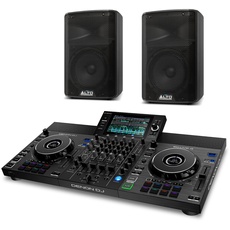 Denon DJ SC LIVE 4 und 2x Alto Professional TX308 - Standalone DJ-Controller, 4-Kanal Mixer, WLAN, Lautsprecher und 2x 350W aktiver PA-Lautsprecher mit 8" Tieftöner für mobile DJs