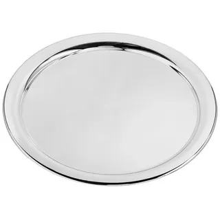 Edzard Tablett Porto, rund, edel versilbert, anlaufgeschützt, Dekotablett, Kerzentablett, Durchmesser 32 cm
