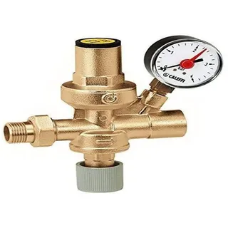 CALEFFI 553140 Füllautomat 1/2 Zoll mit Handventil, Sieb, Rückflussverhinderer und Manometer