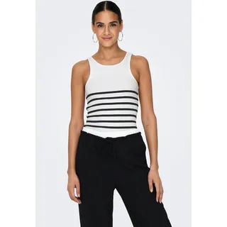 Only Damen, Onlkenya Rib Stripe Tank Top Cs JRS, Bright White/Stripes:Black, M,
