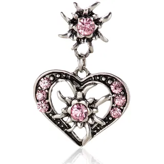 Trachten Ohrringe mit elegantem Alpenherz Anhänger - Dirndl und Lederhosen Ohrringe (Rose -)