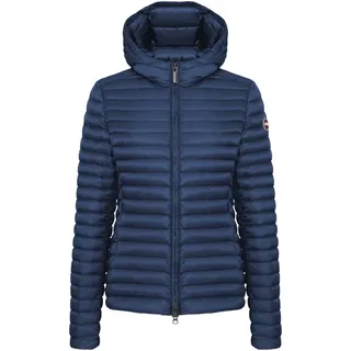 Leichtdaunenjacke COLMAR, Damen, Gr. 42 (S), blau (navy blau), Web, Obermaterial: 100% Polyamid. Futter: 100% Polyamid. Wattierung: 90% Entendaune, 10% Entenfeder, tailliert normal, hoch geschlossener Ausschnitt, abgesteppte Kante, Jacken Leichtdaunenjacke, leicht taillierte Passform, Zwei-Wege-Reißverschluss, feste Kapuze