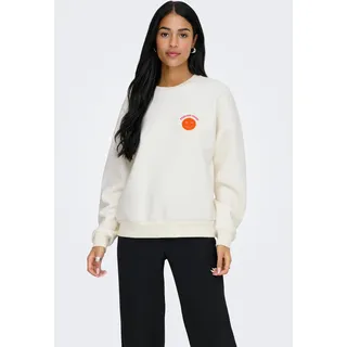 Sweatshirt ONLY "ONLDAZE L/S O-NECK TERRY PRINT CS SWT", Damen, Gr. L, cloud dancer print:feeling good, Sweatware, Obermaterial: 60% Baumwolle, 40% Polyester, bedruckt, regular fit normal, Rundhals, Sweatshirts Sweatshirt, mit Print auf der Vorder- und Rückseite
