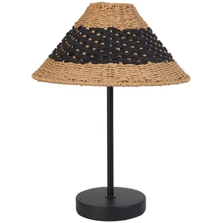 Beliani Tischleuchte Schwarz/Beige Momba , Schwarz, Beige , Papier , E27 , 30x40x30 cm , Lampen & Leuchten, Innenbeleuchtung, Tischlampen