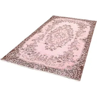 morgenland Teppich »Vintage - 217 x 118 cm - rosa«, rechteckig, 8 mm Höhe, Wohnzimmer, Handgeknüpft, Einzelstück mit Zertifikat, rosa