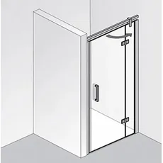 HSK Atelier Plan Drehtür an Nebenteil, mit Clipsprofil, Maße: 100,0 cm x 200,0 cm, Anschlag rechts, Duschkabinen: Chromoptik: ESG klar