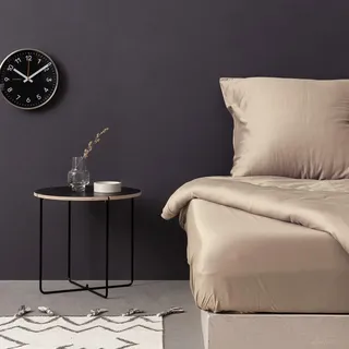 Luxurious Satin Double XL Fitted Sheet, 100% Cotton, 140 x 200+30 cm, Beige | Soft & Breathable, Perfect for Comfort & Style in Any Bedroom