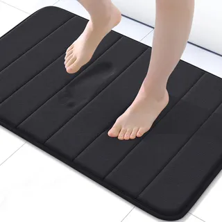 Homaxy Memory Foam Badezimmer, Badezimmerteppich, 51 x 76 cm, Schwarz