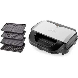 OMEGA ETA Sandwichmaker 4 in 1 I Sorento I Antihaftbeschichtung für leichte Reinigung ohne Anbrennen I 900 Watt I Waffeleisen, Grill und vieles mehr
