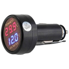 JZK Voltmeter Thermometer 2 in 1, digital anzeige auto batterie spannung temperatur gauge monitor tester meter voltmesser, DC 12V 24V