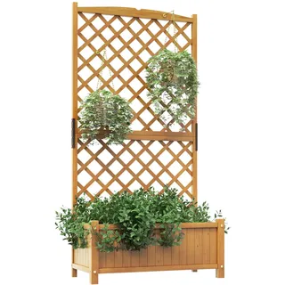 Costway Blumenkasten mit Rankgitter 80 x 40 x 140 cm Grau