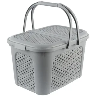 KEEEPER Picknickkorb Inka mit Deckel Rattanoptik 35 x 46 x 28,5 cm grau